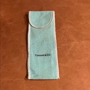 Tiffany & Co. Small Pen or Accessory Soft Flannel Turquoise Pouch W/Flap Closure
